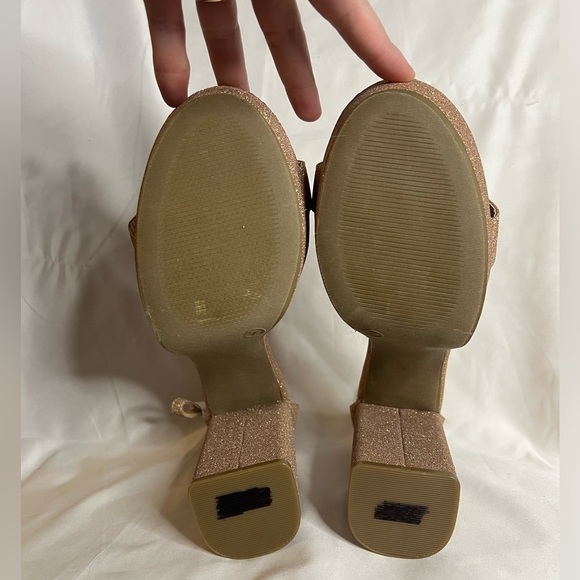 Lulus Arrabella Rose Gold Glitter Platform Ankle Strap
Heels - Picture 12 of 13